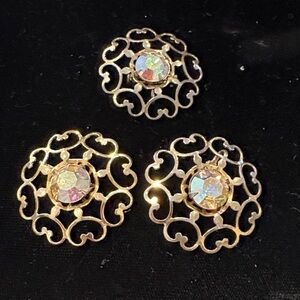 Gold Filigree Aurora Crystal Stud Earrings - Women Jewelry